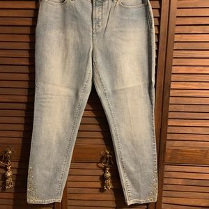 Beaded hem jeans.